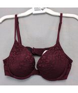 Pink Victoria&#39;s Secret Wear Everywhere Push-Up Bra 32B Burgundy Lace Und... - $22.00