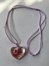 Lavender Purple Cord w Orange &amp; Pink Dyed Dried Flowers in Thick Clear Plastic - £9.02 GBP