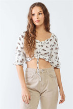 Papermoon Floral Ruffled Smocked Crop Top - £19.98 GBP