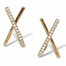 PalmBeach Jewelry Crystal &quot;X&quot; Goldtone Drop Earrings, 20x10mm - £16.38 GBP
