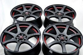 New DDR ZK15 17x7.5 4x100/114.3 35mm Matt Black/Red 17" Wheels Rims (Set... - $739.00