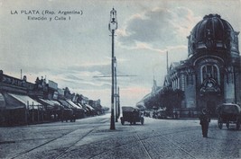 La Plata Argentina ~ Estacion Y Calle 1~1910s Foto Cartolina - £8.68 GBP