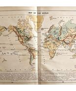 Map Of The World 1869 Guyot&#39;s Geography Victorian Lithograph Print Antiq... - $931.82 MXN