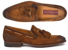 Paul Parkman Mens Shoes Loafer Brown Antique Suede Tassel Handmade TAB32FG - £304.71 GBP+