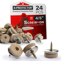 Screw-On Felt Pads X-Protector – 24 Felt Chair Pads for Hardwood Floors 0.8&quot; – P - £16.72 GBP