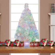 Holiday Time 32 inch White Fiber Optic Mini Christmas Tree Color Changin... - $31.67