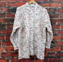 Vintage Giorgio Sant Angelo Floral Shirt Top Blouse M 55% Linen 45% Cotton - £31.03 GBP