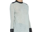 Helmut Lang &quot;Angora Cozy&quot; Sweater Mute with Black Leather Trim sz P XS $480 - $119.99