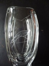 Vintage Art Deco Clear Heavy Glass Vase with Etched Heron Pontil - £21.80 GBP