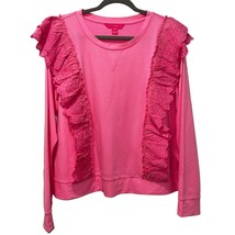 Lilly Pulitzer Barbie Pink Shandy Deva Sweatshirt Size XL Ruffled Front - £61.31 GBP