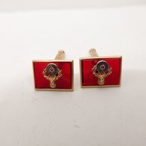 Vintage BPOE Elks Cufflinks Red Lucite Gold Tone Fraternal Lodge Pair - $26.99