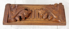 Carved Wood Lion Head Book Slide Holder Bookend 8 1/4” x 3” - $34.16