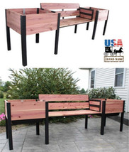 2 RAISED GARDEN BEDS with 4&#39; BENCH - Solid Red Cedar - £1,020.78 GBP+