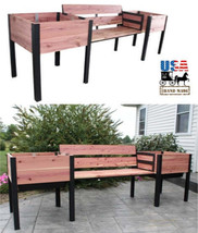 2 RAISED GARDEN BEDS with 4&#39; BENCH - Solid Red Cedar - £1,006.86 GBP+