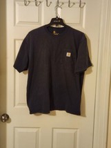 Carhartt Men Size Large Short Sleeve Navy Blue Shirt - £11.95 GBP