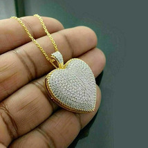 4.20CT Round Cut Simulated Diamond Heart Pendant 14k Yellow Gold Plated - £84.94 GBP
