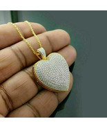 4.20CT Round Cut Simulated Diamond Heart Pendant 14k Yellow Gold Plated - $107.99