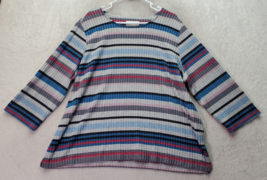 Alfred Dunner Blouse Top Women 2X Multi Striped Polyester Long Sleeve Ro... - $16.66