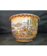 VTG SATSUMA Wall Pocket Floral Geishas Moriage Crackled Hand Painted Gold - $45.00