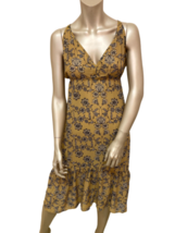 For Love &amp; Lemons Damen Midikleid Pia Halter Blumen Khaki Größe S - £64.55 GBP