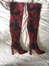 Raye Red Brocade over the knee boots SZ 6.5  NEW - £200.42 GBP
