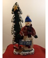 Vintage Wooden Snowman &quot;Let It Snow&quot; Figurine 12&quot; Tall - £11.63 GBP