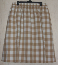 New Womens Joan Rivers Beige &amp; Ivory Gingham Pull On Skirt W/ Pockets Size Xlp - £25.89 GBP