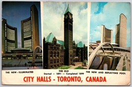 Canada City Halls old and new Toronto Canada Vintage Postcard - £4.40 GBP