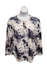 Belle Du Jour Shirt Womens Size XL Tie Dye Blue White Dolman Sleeve Tee - $14.75