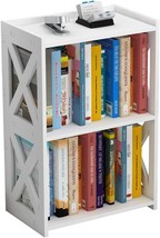 Aggice Side Table, 3 Tier 2 Shelf Small Bookshelf Bookcase For Small, White - £41.55 GBP