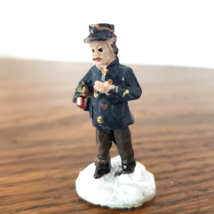 Mini Christmas Village Accessory Man with Blue Coat and Packages 1 3/4 &quot; Tall - $6.92