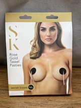 Secret Kisses Rose Gold &amp; Black Pasties Nipple Covers Sexy Stripper Club Wear - £14.64 GBP