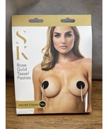 Secret Kisses Rose Gold &amp; Black Pasties Nipple Covers Sexy Stripper Club... - $25.12 CAD