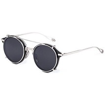 Double Lens Clip On Sunglasses Non-flip Lens Round Steampunk Style Glasses  Men - £27.54 GBP