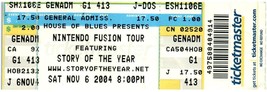 Story Of The Year Ticket Stub November 6 2004 Myrtle Beach South Carolina - £35.83 GBP