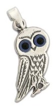 Goddess Athena&#39;s Wise Little Owl - Sterling Silver Pendant - E  - $24.00