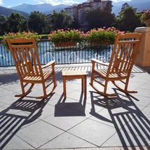 Premium Outdoor Rocking Chair Set of 2 + Table | Handcrafted Solid Robin... - $998.00