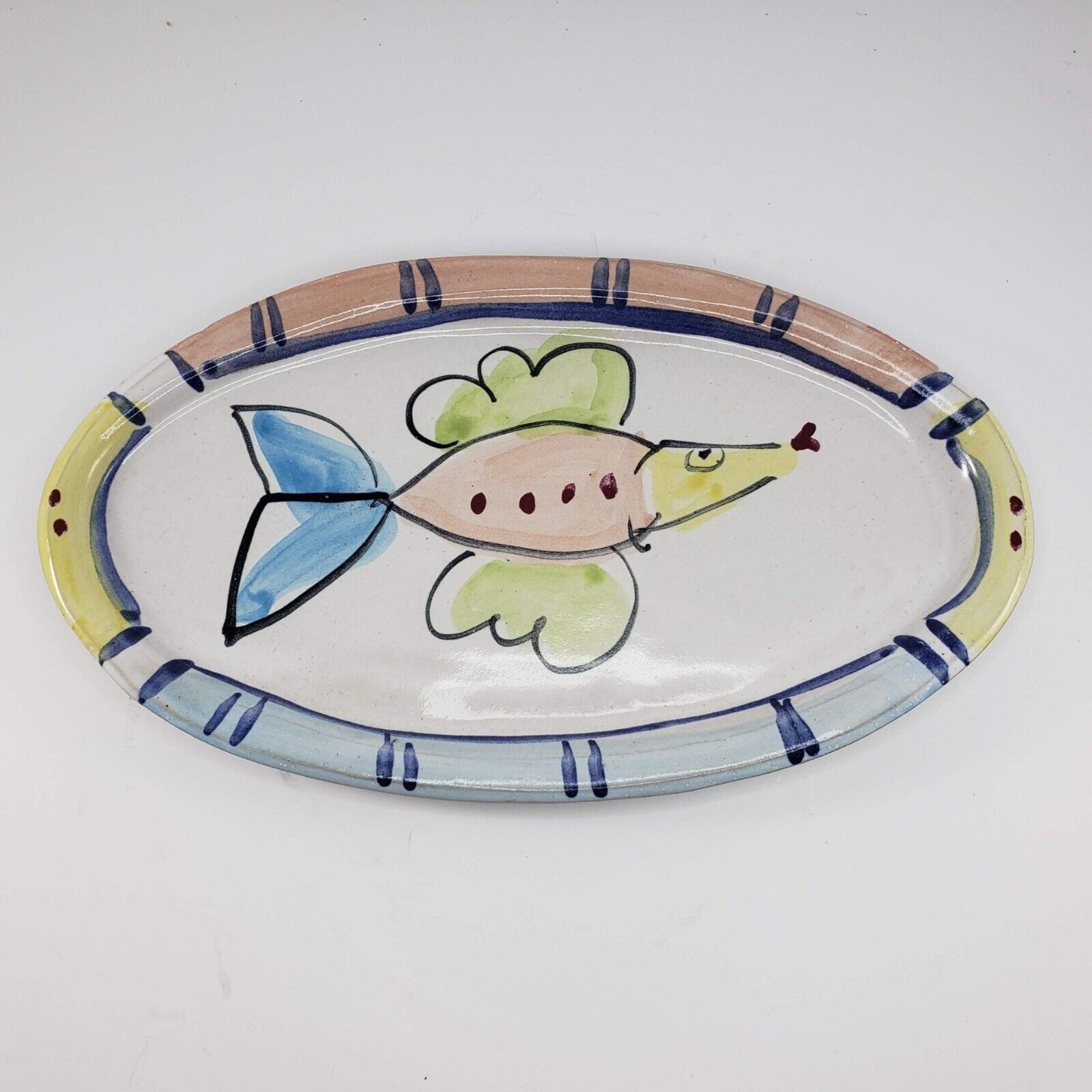 Primary image for Lorna Smith Fish Oval Plate Handmade Art Pottery