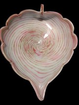 Fratelli Toso Murano Art Glass Swirl Leaf Bowl Dish Gold Aventurine Scallop 12.5 - £70.10 GBP