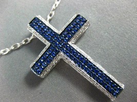  3.69Ct Simulated Sapphire 925 Silver Gold Plated 3D Cross Pendant - £126.32 GBP