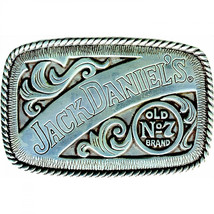 Jack Daniel&#39;s Ornate Rectangular Logo Belt Buckle Silver - £32.13 GBP
