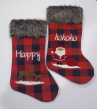 NEW Set of two Farmhouse Christmas Stockings Buffalo Check checkered Plaid - £8.78 GBP