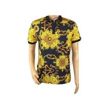 Mens PLATINI Sports Polo Shirt With Rhine Stones Fancy Chains DPP8236 Black image 2