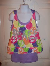 Justice Multi-Colored Peace Tank Top  Size 10 Girl&#39;s EUC - £12.94 GBP