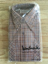 VTG 70s LANDMARK Mens Brown Plaid Flannel Button Up Shirt Long Sleeve Si... - £38.53 GBP