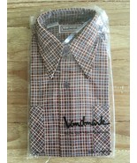VTG 70s LANDMARK Mens Brown Plaid Flannel Button Up Shirt Long Sleeve Si... - £38.53 GBP