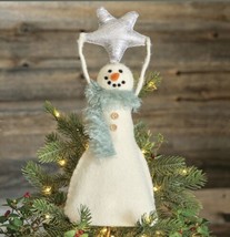 FELTED SNOWMAN CHRISTMAS TREE TOPPER DECOR HANDCRAFTED (15”x5”) - £122.37 GBP