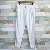 Michael Kors Linen Pleated Tapered Leg Pants White Mid Rise Casual Womens 6 - £23.34 GBP