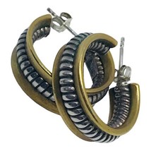 Silpada P0382 Brass & Sterling Silver Rope Coil 1” Hoop Earrings - $55.00