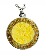 vintage saint christopher Sterling Silver Enamel Medal Chain 18” - $215.85 CAD